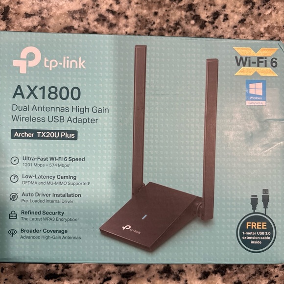 TP-Link  AX1800 Archer TX20U Plus WiFi 6 Dual Band USB Adapter 1200Mbps - New - Picture 1 of 4